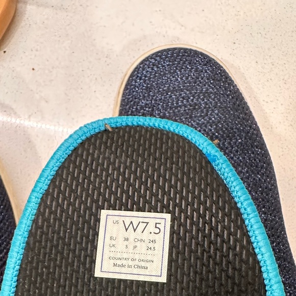 Rothy's Blue Metallic Lattice Stitch Chelsea Sneakers High Tops Shoe Size 7.5 - Picture 11 of 12